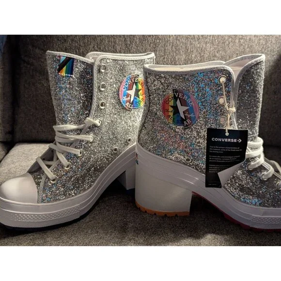Converse Pride Chuck Taylor All Star Glitter Platform Heel Sneakers Womens 11 - Picture 7 of 11